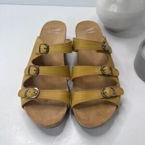 Dansko Tarin Burnished Leather Wedge Sandal Yellow 1708171600 Women EU41/11 NWOB
